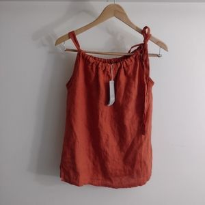 Linen Rust Orange Halter Top Bellambra
